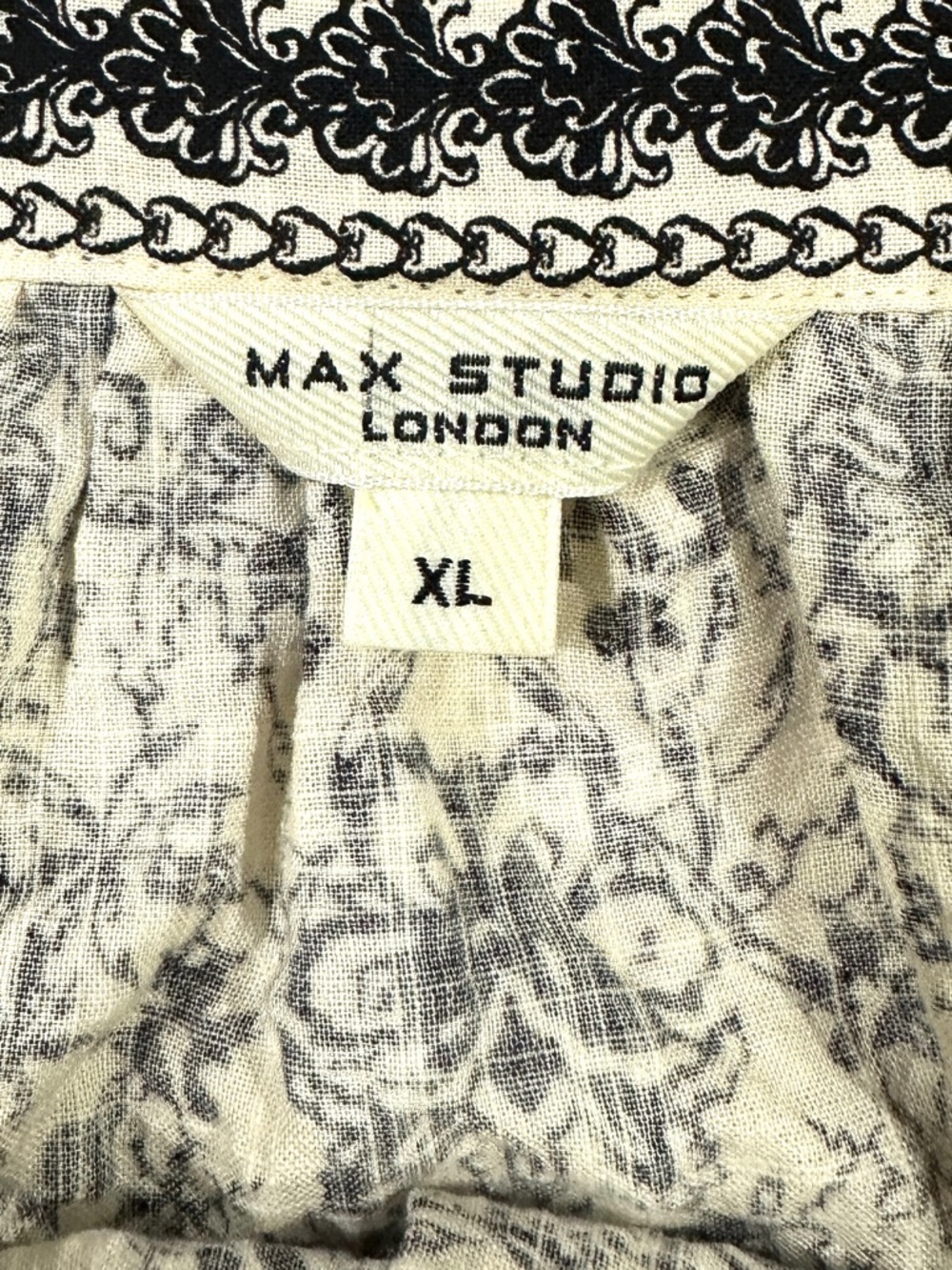 Max Studio Square Neck Puff Sleeve Blouse In Cream And Black - Picture 3 of 5